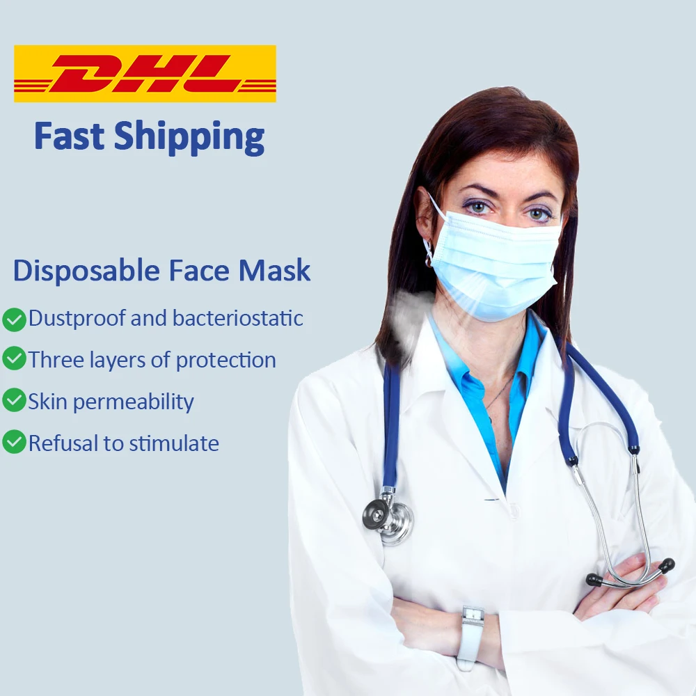 

1000/200/100/50pcs Face Mask Medical Surgical Face Mask Medical Masks Disposable Earloop Masks Anti Influenza Breathing Safety