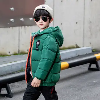 

Children's Winter Clothing 3-13 Years Old Boys Zipper Hooded Jackets Autumn and Winter Boy Warm Coats Simple All-match Clothes