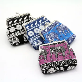 

Canvas Coin Purse Casual Vintage Floral Small Wallet Women Elephant Mini Wallets Square Pouch Card Holder Girl Bags Mujer 19Dec