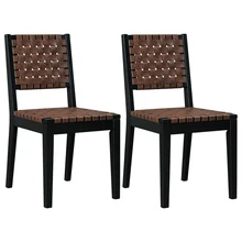 2pcs Classical Dining Chair Leatherette Solid Wood Minimalist Computer Office Chair Casual Home Back Seat Coffee Shop Chair 2pcs Classical Dining Chair Leatherette Solid Wood Minimalist Computer Office Chair Casual Home Back Seat Coffee Shop Chair