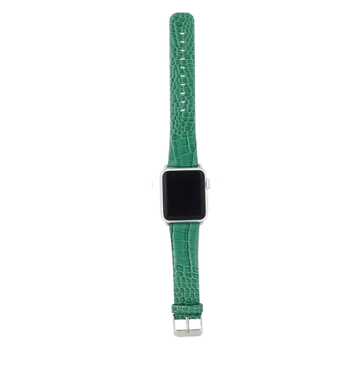 Apple Watch, ремешок 42 мм, 38 мм, 40 мм 44 из крокодиловой кожи кольцо ремешок для наручных часов iWatch, ремешок Спортивные пряжка на ремешке 1/2/3/4/5 с ремешком - Цвет ремешка: green