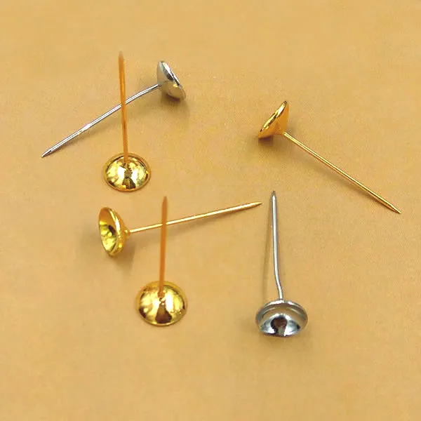 Blank Brooch Pins Hat Pins with 8mm Circle Pad Cabochon Brooches Bases