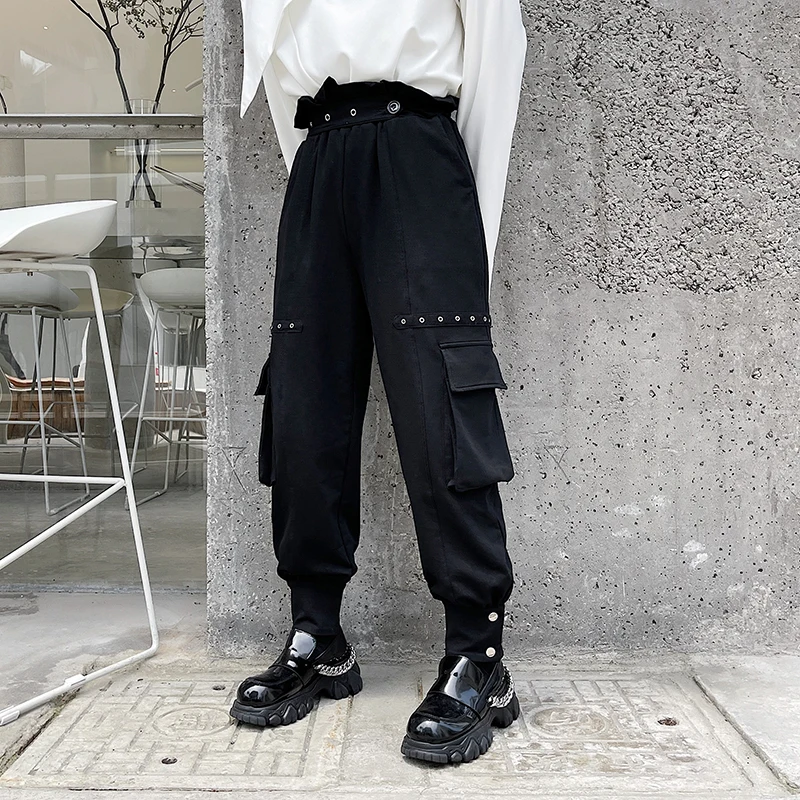 Men's Overalls Spring And Autumn New Personality Three-Dimensional Pocket Decoration Dark Fashion Youth Leisure Large Pants