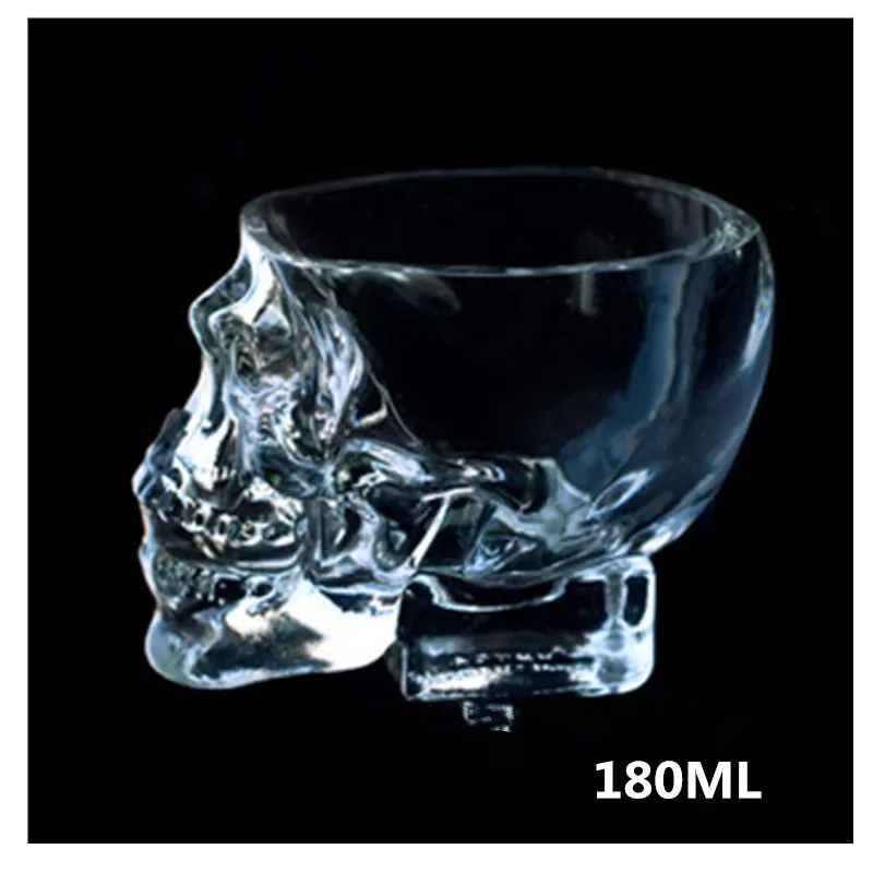 180ML Transparent Skull Head Glass Cup For Whiskey Bar Halloween Wine Glass Drinking Decoration two functions Decorative Bottle - Цвет: 180ML