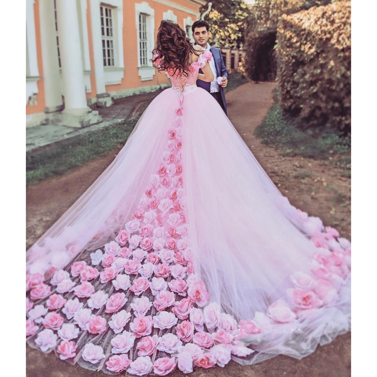 Vestido de noiva Цветочные Свадебные платья robe de mariee арабские невесты платье с v-образным вырезом gelinlik Длинные свадебные платья Поезд