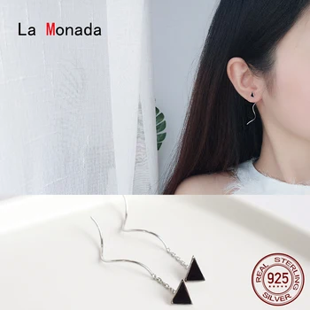 

La Monada Black Dangling Hanging Earrings For Women Silver 925 Wave Woman Long Korean Drop Earrings Minimalist Female In Jewelry
