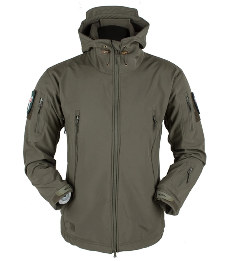 Зимняя куртка из кожи акулы, мягкая оболочка, Тактическая Военная куртка, Мужская водонепроницаемая флисовая куртка, армейская камуфляжная ветровка, куртка, одежда для охоты