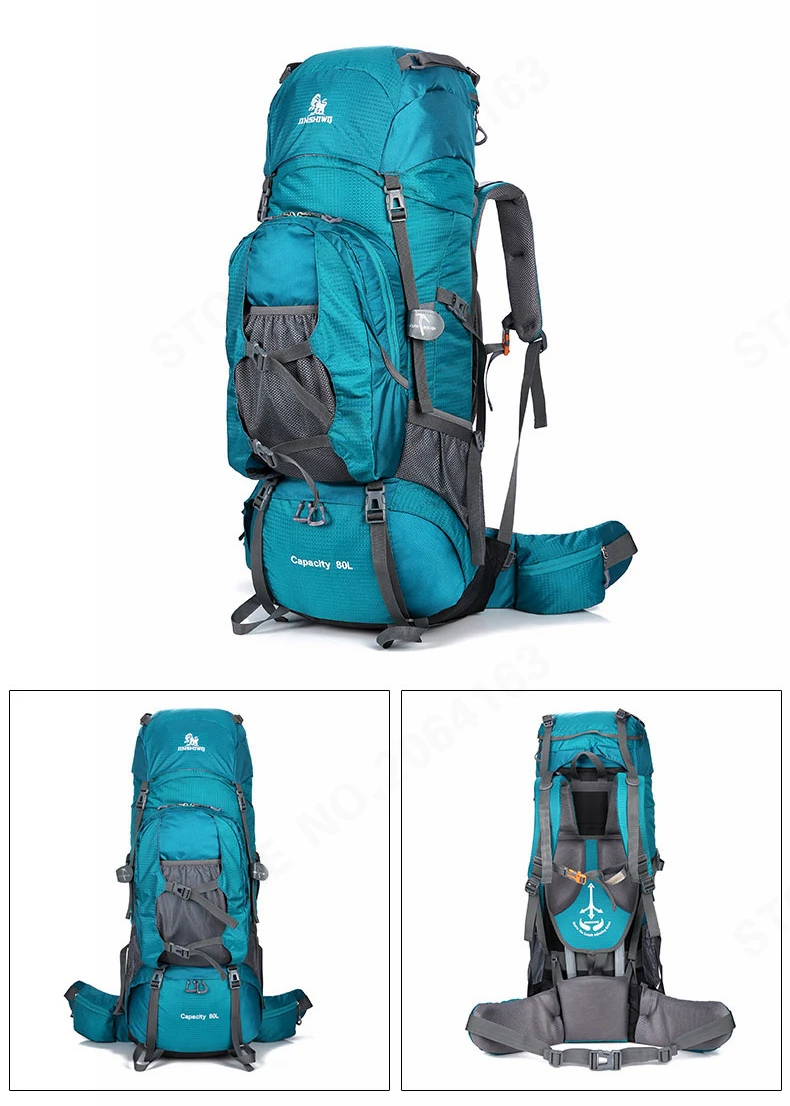 80L Large Capacity RucksacksOutdoor Backpack Climbing Backpacks Hiking Big Sport Bag Travel Bag Mountain Men Waterproof  Bags