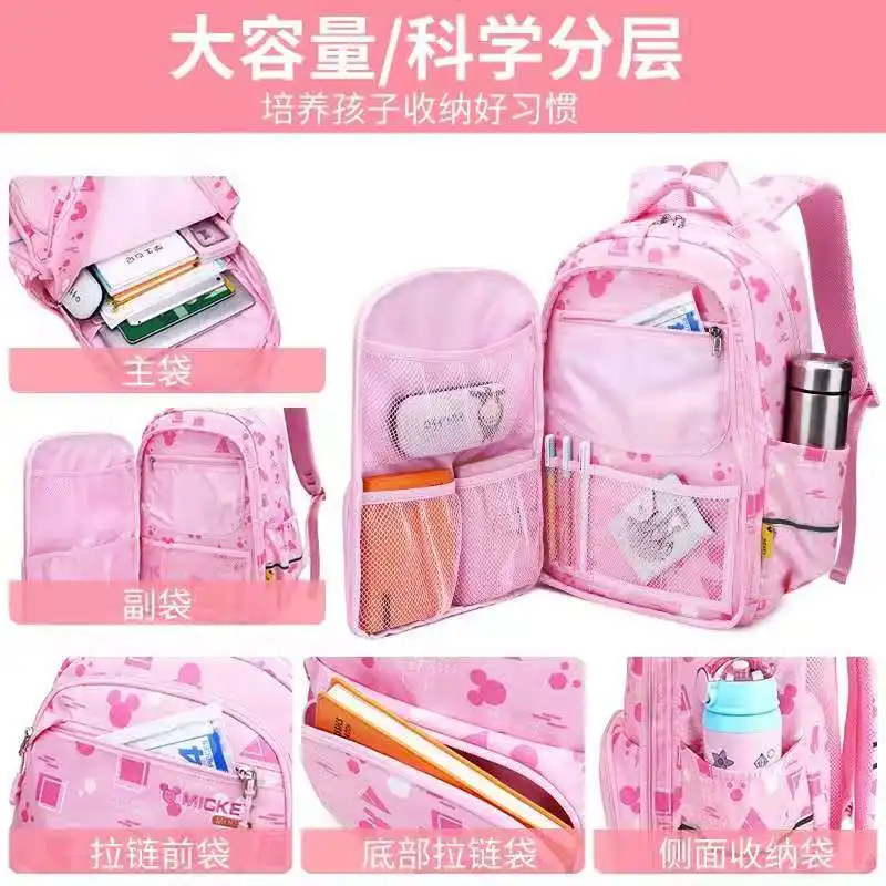 Disney Mickey Casual School Bags For Boys Girls Primary Middle Student Shoulder Backpack Large Top Light Children Birthday Gifts