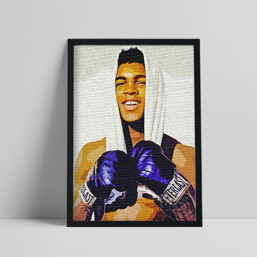 America Muhammad Ali Poster, American Boxer Fans Collect Print, Sportsman Handsome Man Portrait Painting, Athlete Man Wall Decor