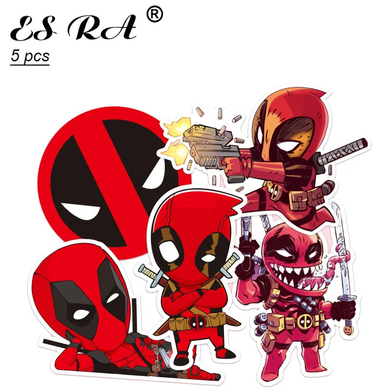 

5 Pcs/Set (lot) Marvel Waterproof PVC Stickers Sets Deadpool Sticker laptop Pitcher Bottle Luggage Notebook Sticker For Boys