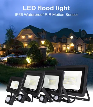 

10/20/30/50W LED PIR Flood Light With Motion Sensor IP66 Waterproof AC220V Projector Lamp Outdoor Spotlight for Garden home farm