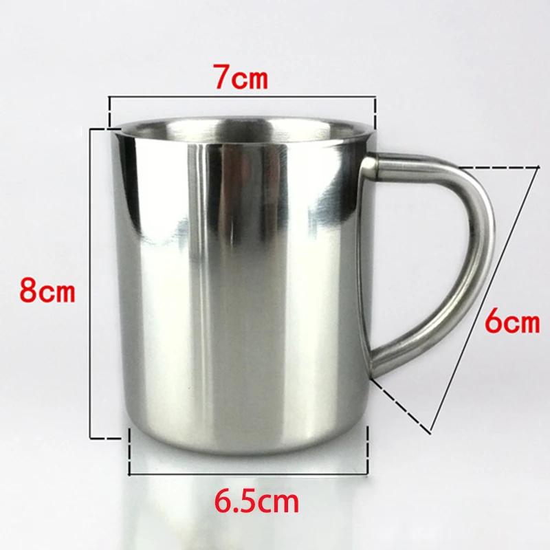 Double Walled Stainless Steel Cup Children Students Mug Teacup 230ML 7cmx8cm Steel Portable Mug Cup Double Wall Travel Tumbler