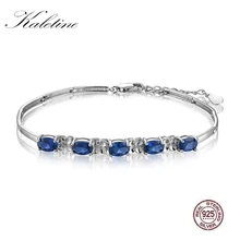 Kaletine Подлинная круглый фианит Теннис браслет 925 серебряный шарм Браслеты для женщины ювелирные изделия