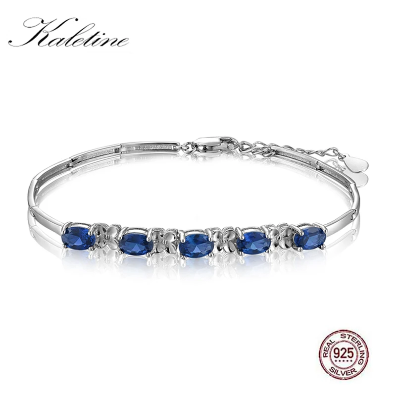 

Kaletine Genuine 925 Sterling Silver Round Cubic Zirconia Tennis Bracelet Charm Bangles for Women Jewelry 2019