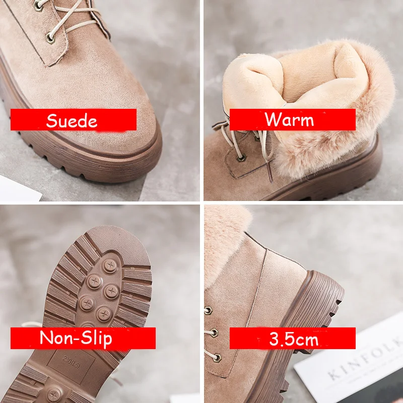 Г. Новые женские зимние ботинки в стиле ретро женские зимние ботинки удобные замшевые ботинки на платформе с теплым мехом и плюшем на шнуровке резиновая нескользящая подошва