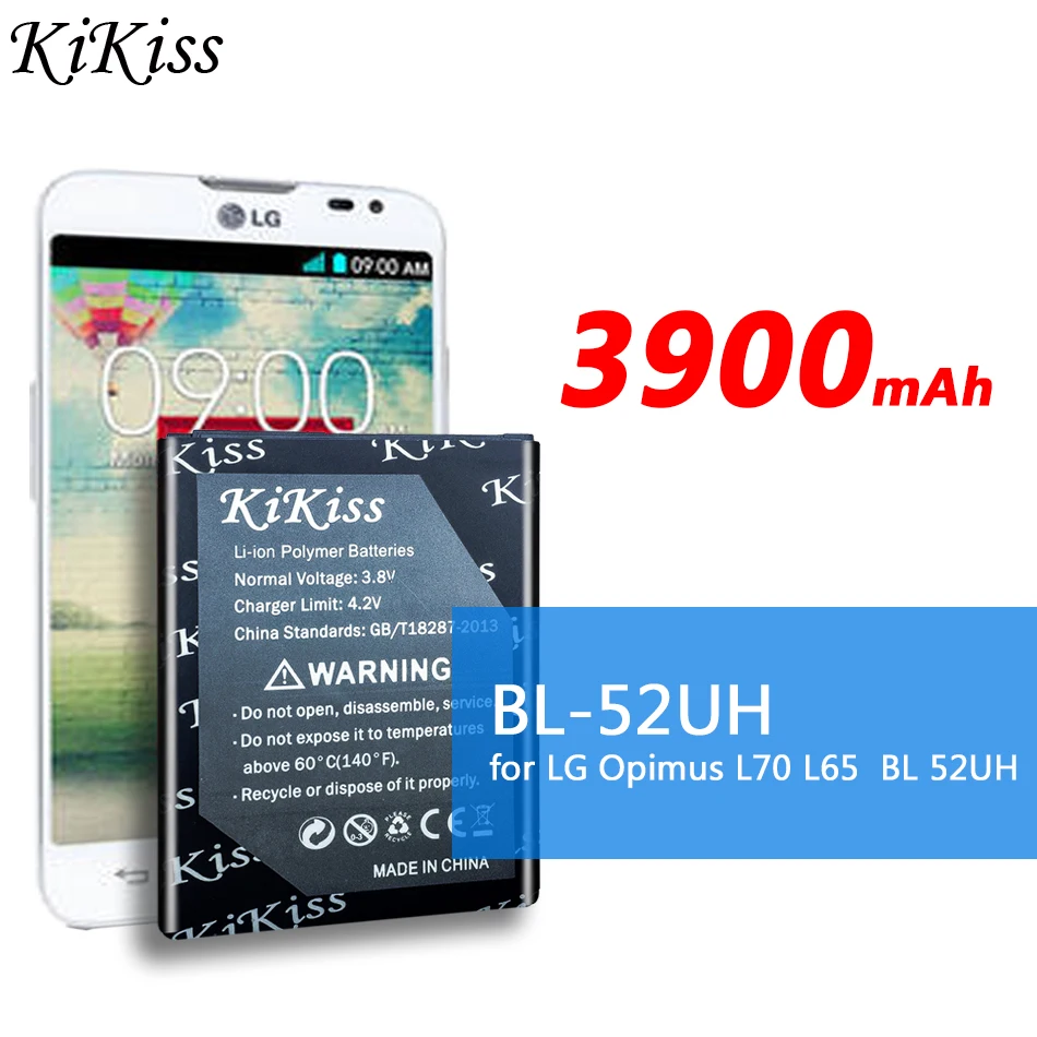 Большой Батарея 3900 мАч Новый BL 52UH для LG Spirit H422 D280N D285 D320 D325 DUAL SIM H443 Escape 2 VS876 L65 L70 MS323 +