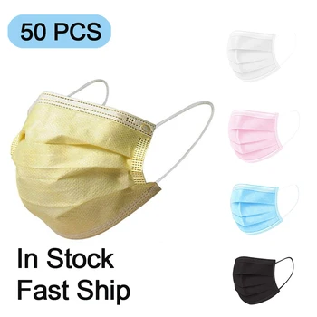 

50 Pcs Disposable Facemask Adults Mouth Covering Masks Funda Mascarilla Mondkapjes Filter Maschera Respirator Au4