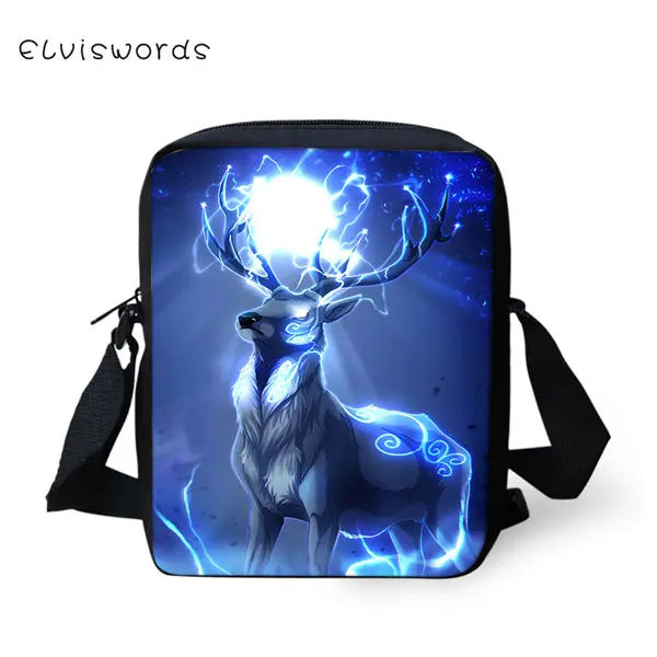 CDWX3881E ELVISWORDS/женские модные сумки-мессенджеры с рисунком оленя, сумка через плечо для девочек, фантазийный дизайн с животными, мини-кошелек с откидной крышкой для девочек - Цвет: CDWX3881E