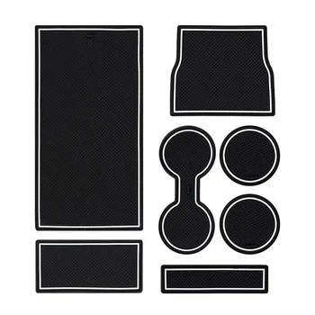 

Protection Gate Slot Mats White + Black Cup Holder 7Pcs Console No Slip