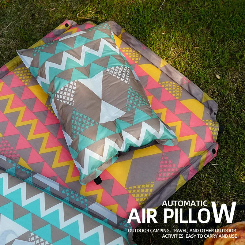 1PCS Outdoor Ethnic Wind Automatic Inflatable Pillow Suitable For Travel Camping Hiking Riding Fishing Portable Air Cushion