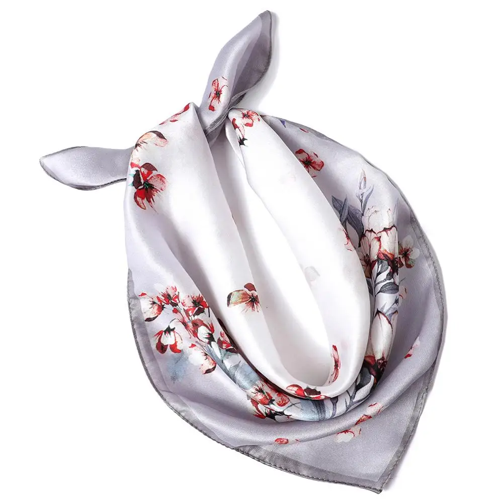 

100% Small Square Pure Nature Silk Scarf 53 cm x 53 cmBreathable Lightweight Neckerchief Digital Printed Headscarf for Women