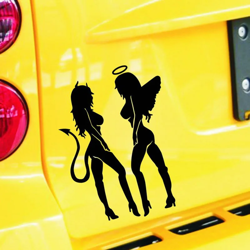 Car Stickers 10.5CM*14CM ANGEL DEVIL Sexy Girl Motorcycle Decoration Styling for Peugeot 206 207 208 301 307 308 407 | Автомобили и