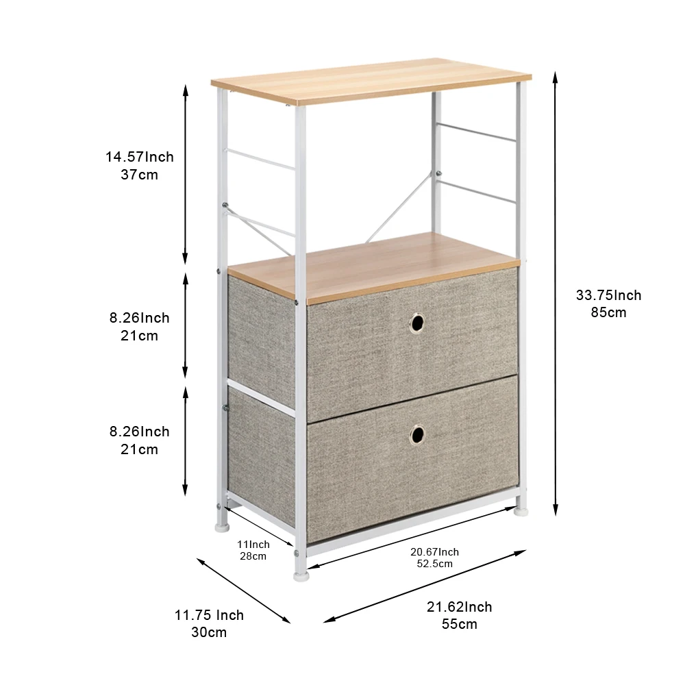 2-Drawer Shelf Storage - Bedside Furniture & Accent End Table Chest For Home Bedroom Office College Dorm