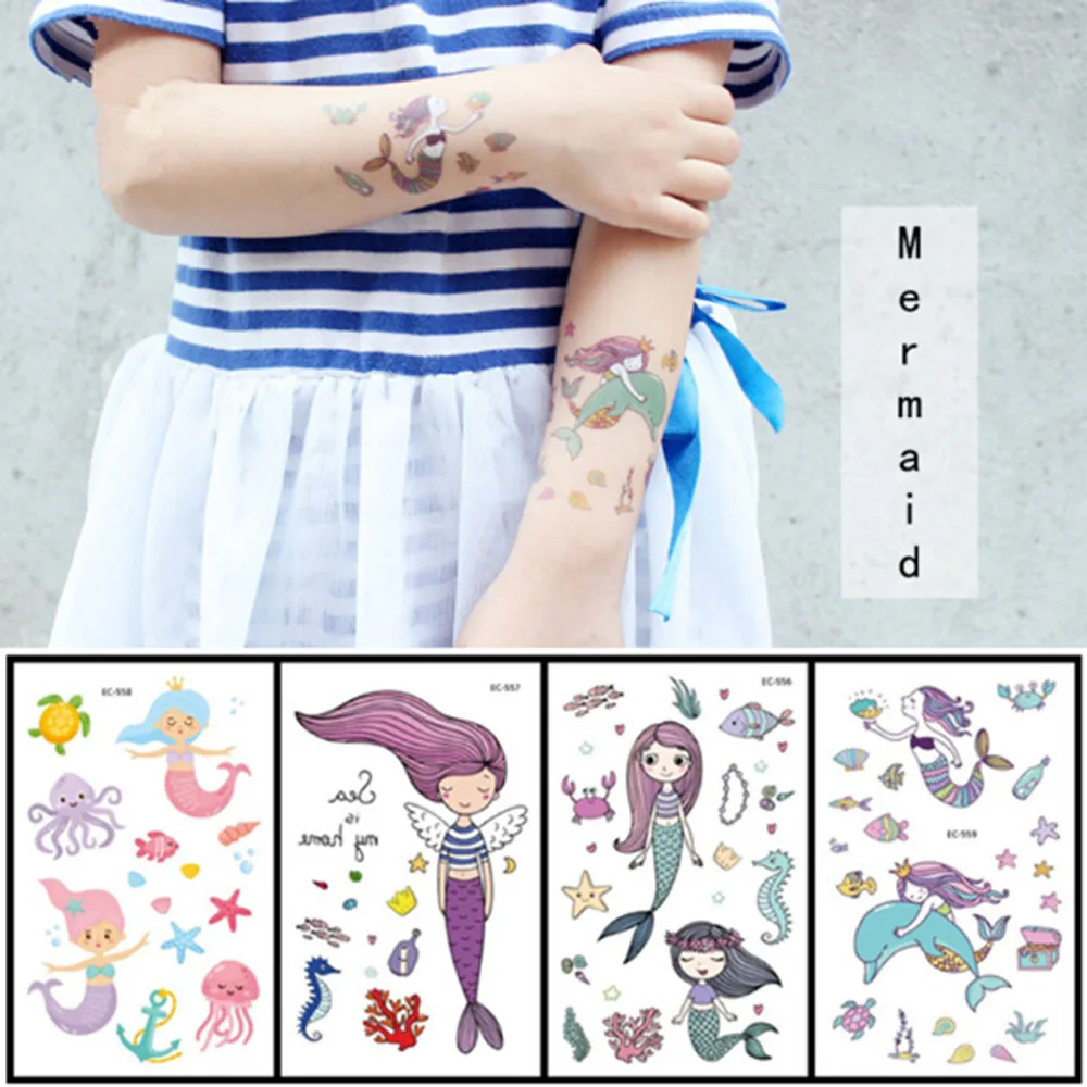 

12*7.5cm Temporary Tattoo Sticker Fashion Fake Tatoo Mermaid Flash Tatto Waterproof Small Body Art For Children 2020