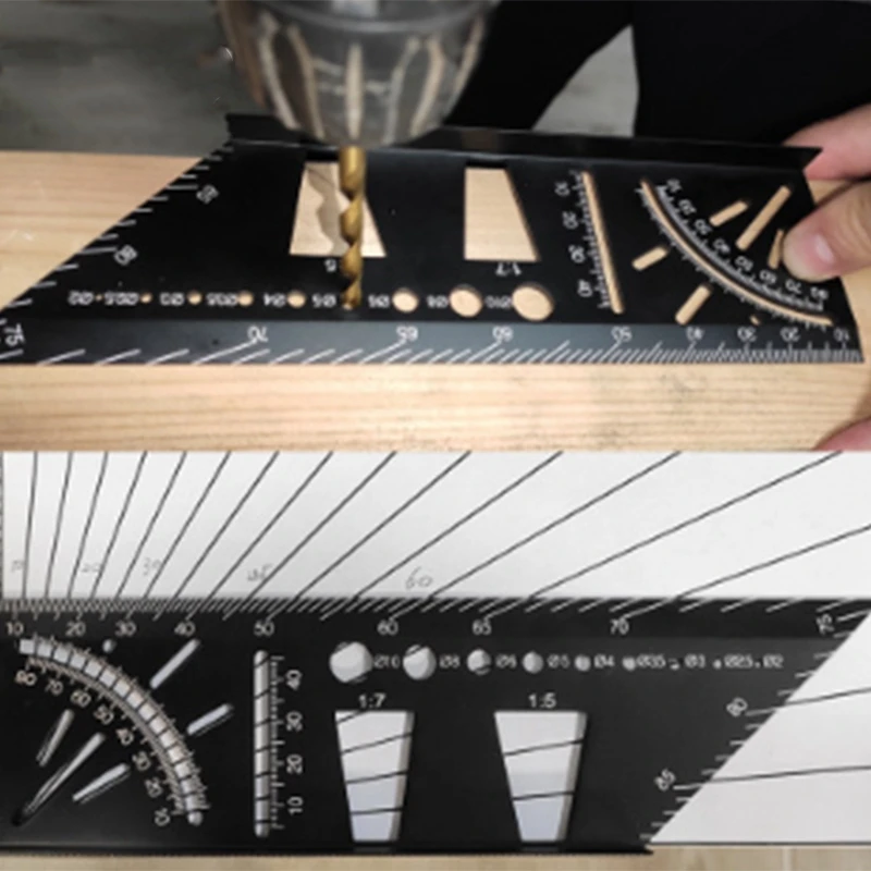 45/90 Degrees Woodworking Multifunctional Square Gauge Angle Protractor over the T-Type Ruler Angle