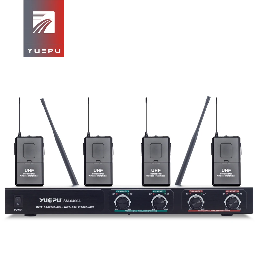 YUEPU SM-6400A 4 канал частоты UHF беспроводной микрофон для караоке системы и ручной, Beltpack& гарнитура, Lavelier mic Беспроводная система для вечерние