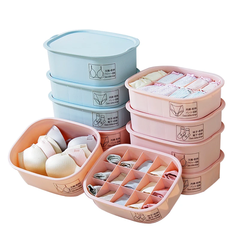 

10 Grids/15 Grids Label Underwear Storage Box Organizer Bra Socks Storage Box PP Plastic for Storage Underwear Socks Storage Box
