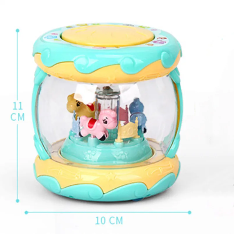 LED Music Early Educational toys Learning Developmental Baby Rattles Funny Children Infant Toys Carousel Musical Hand Drum Beat