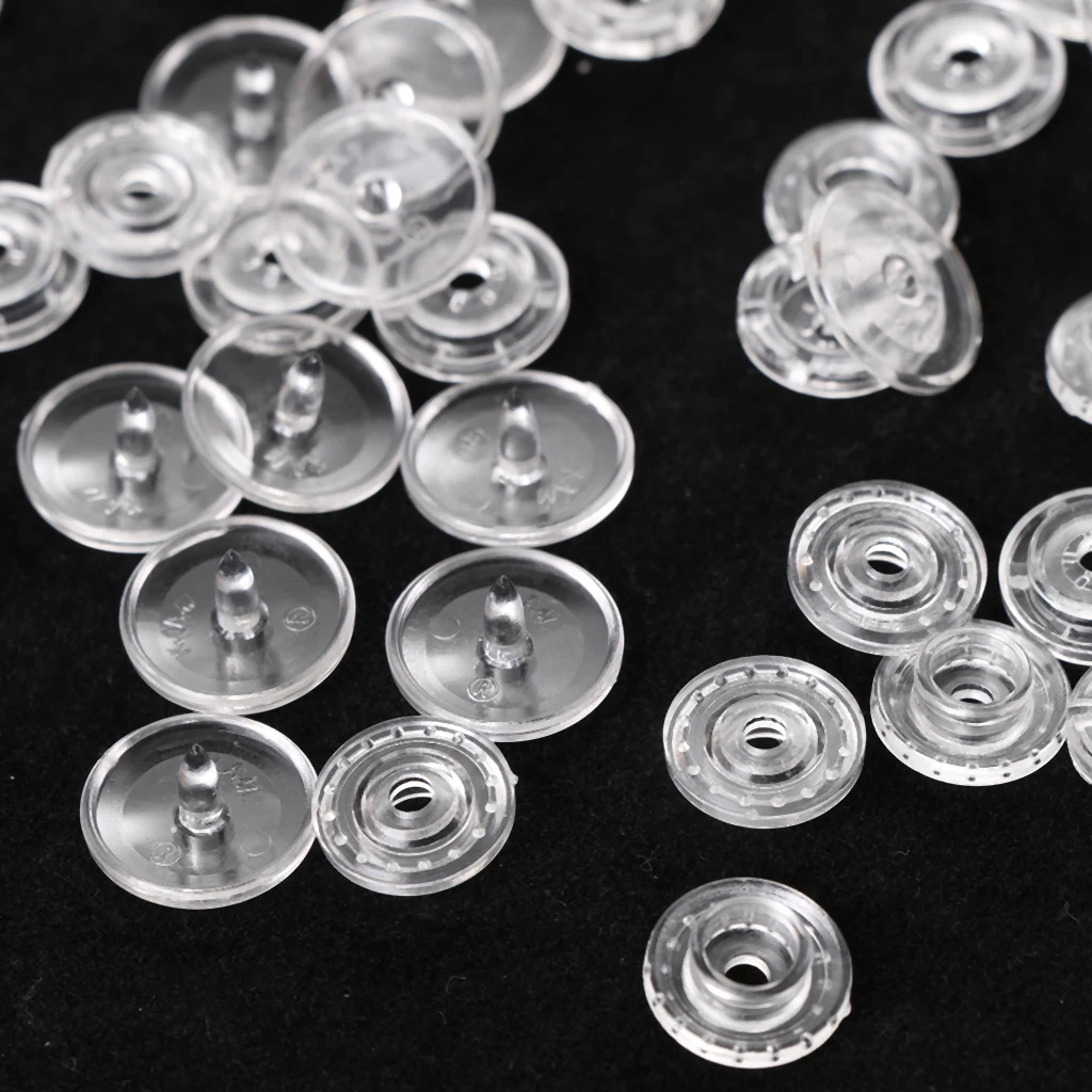 50 Sets KAMResin Snap Buttons Plastic Fasteners Size 20 T5 Clear