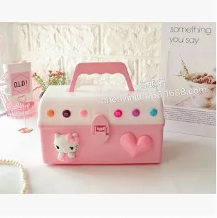 3 Hello kitty Пластиковый Контейнер Для Хранения Подарочная игрушка коробка для ювелирных изделий ящик для косметики Настольный органайзер для таблеток - Цвет: 3