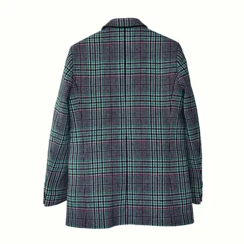 

Women Suit 2018 Autumn and Winter Handsome Plaid Pattern Wool Blazer