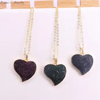 

5PCS, Romantic Women Initial CZ Necklace Heart Shape Copper Pendent Long Link Chain Necklace Jewelry for Lady Girls Best Gift