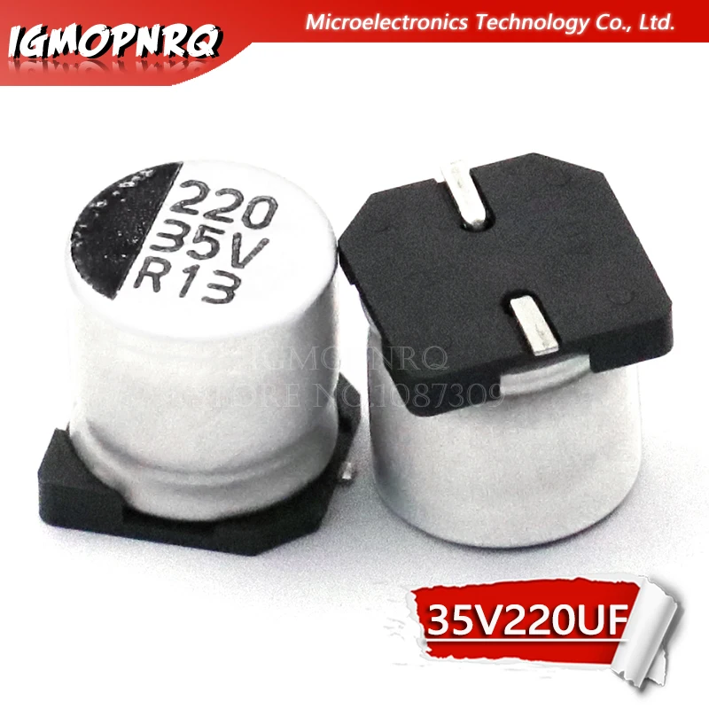 

10 шт. электролитический конденсатор 35V220UF 8*10 мм SMD алюминиевый электролитический конденсатор 220 мкФ 35В
