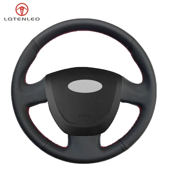 

LQTENLEO Black PU Artificial Leather DIY Hand-stitched Car Steering Wheel Cover for Lada Granta 2011-2018