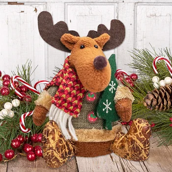 

Behogar Merry Christmas Santa Snowman Reindeer Sitting Doll Toys Desktop Ornaments Shop Showcase Window Decorations Xmas Gifts