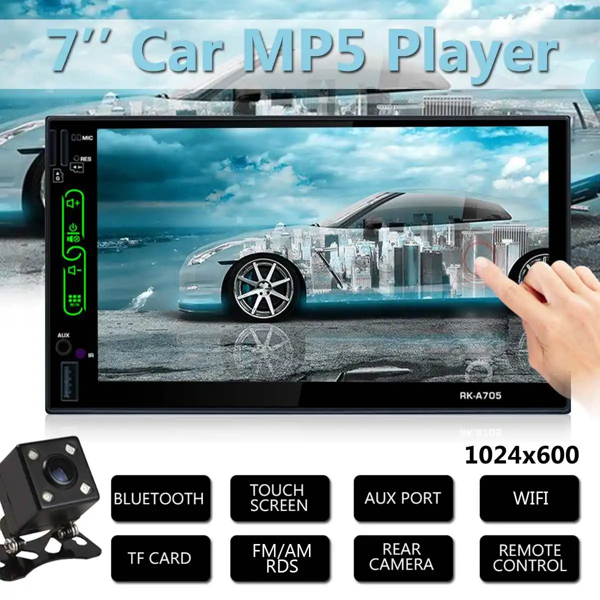 

7 Inch 2din Android 6.0 Car Radio Stereo Car Android Player Ttouch Screen High Definition 1024x600 Support WIFI bluetooth AM FM