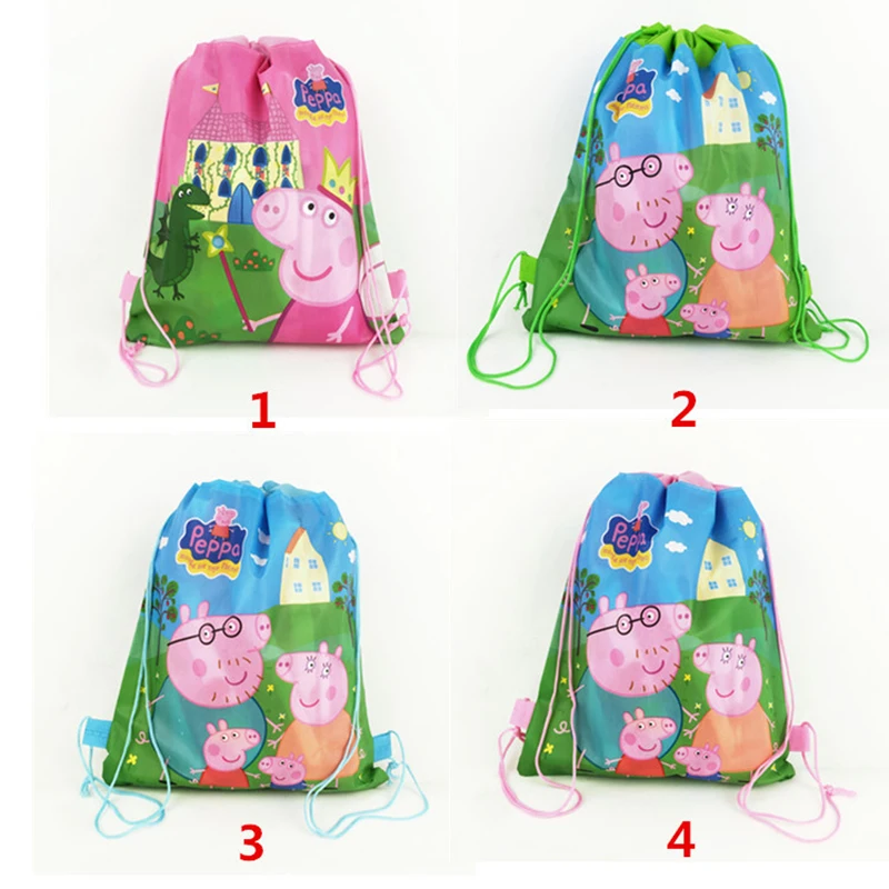  Peppa Pig Bundle Pocket Storage Bag Non-woven Fabric Shopping Backpack George Family Anmie Figure T - 32995640643