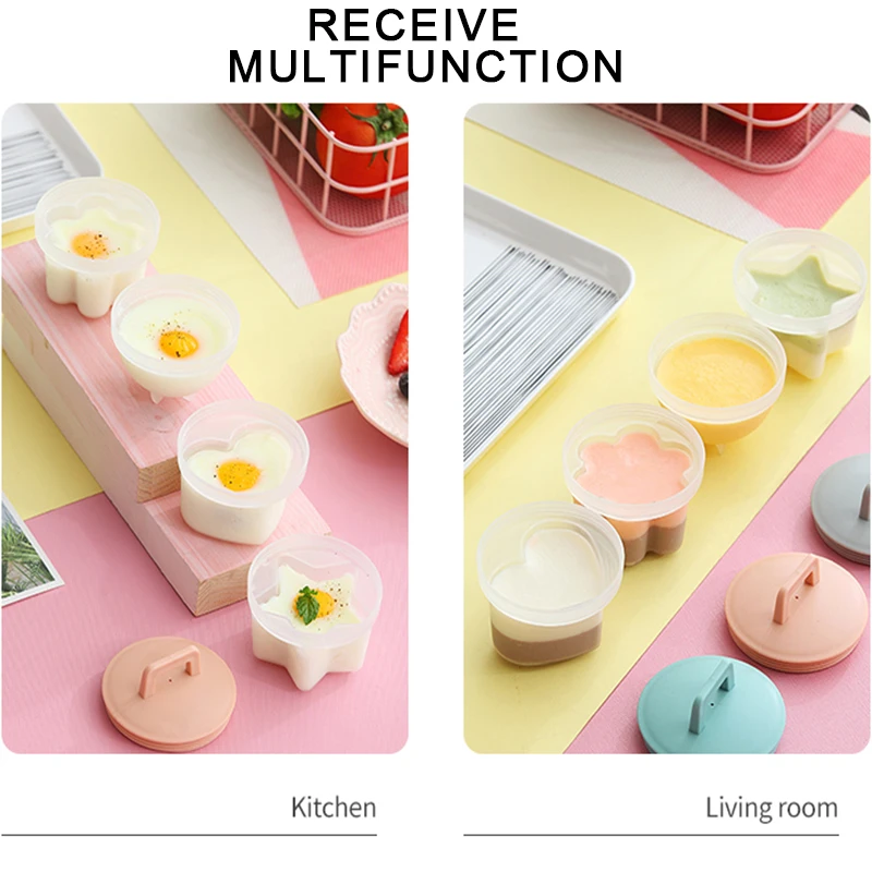 4 Pcs//Set Cute Egg Boiler Plastic Poacher Set Kitchen Egg Cooker Egg Mold Form