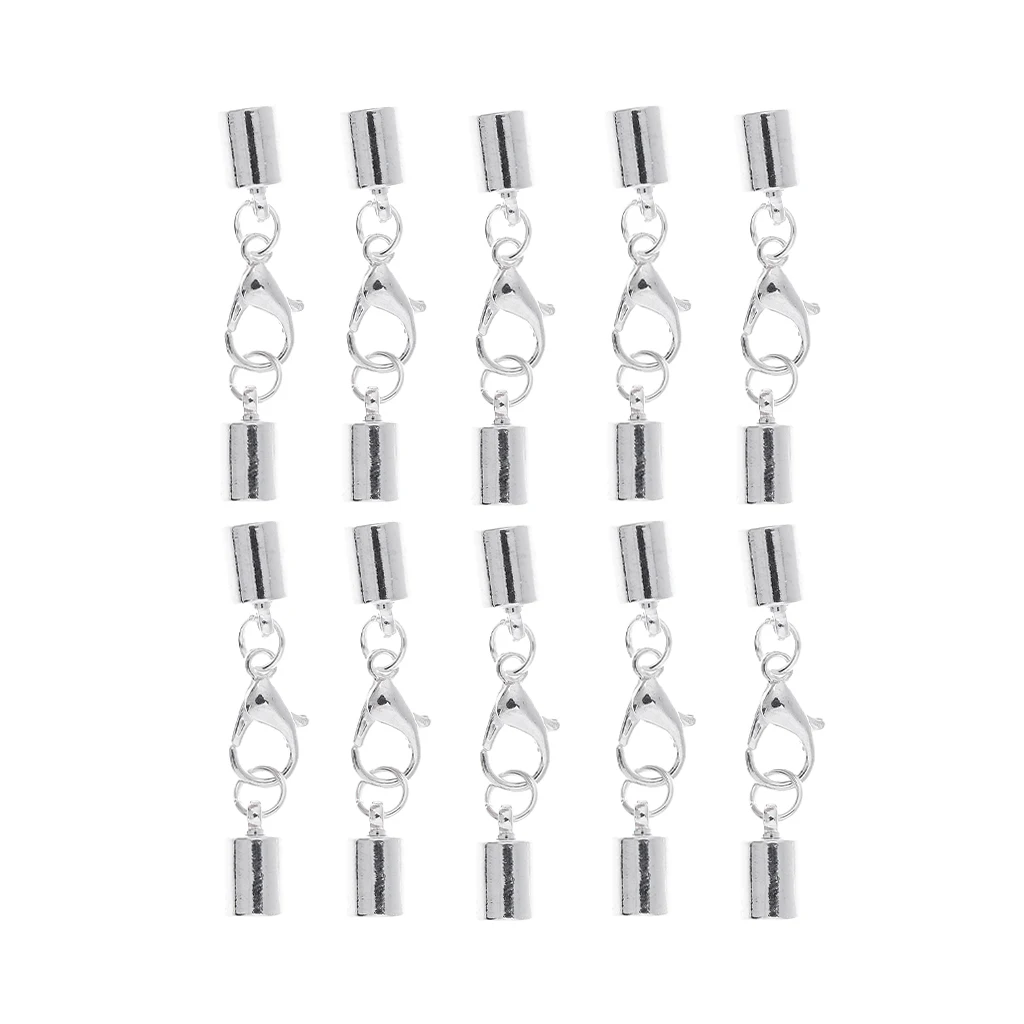 10pcs Kumihimo Cord End Caps With Lobster Clasp For Leather Cord Necklace