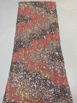 

Nigerian Sequins Lace Fabrics 2019 High Quality African Lace Fabric Wedding French Tulle Lace Material For Dress