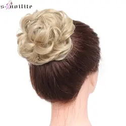 SNOILITE Вьющиеся жаропрочных синтетические волосы на клипсах Цвета женский шиньон с резинкой волос прически пончик шиньоны