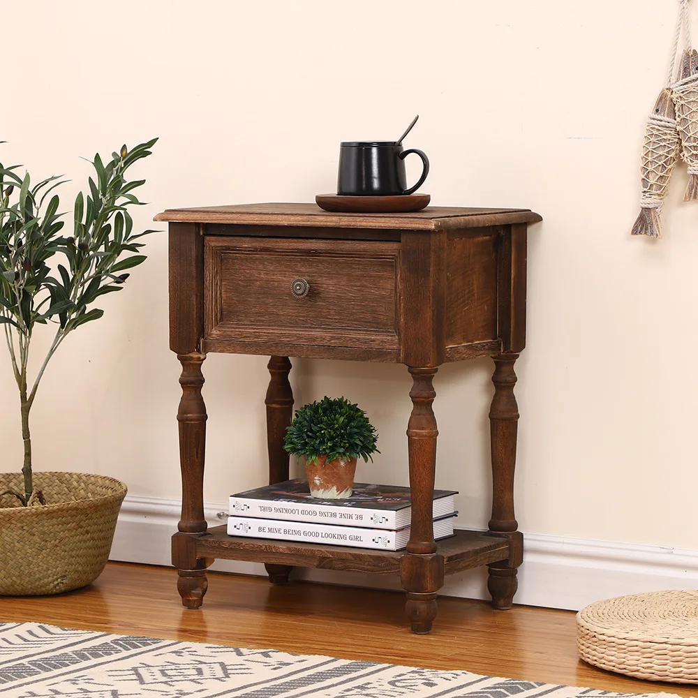 Solid Wood Bedside Table Simple Modern American Retro Narrow Cabinet Home Economic Creative Small |
