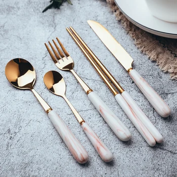 

Nordic Golden Stainless Steel Cutlery Eco Friendly Fork Knife Worthbuy Travel Utensil Set Japanese Style Tableware New II50DCSTZ