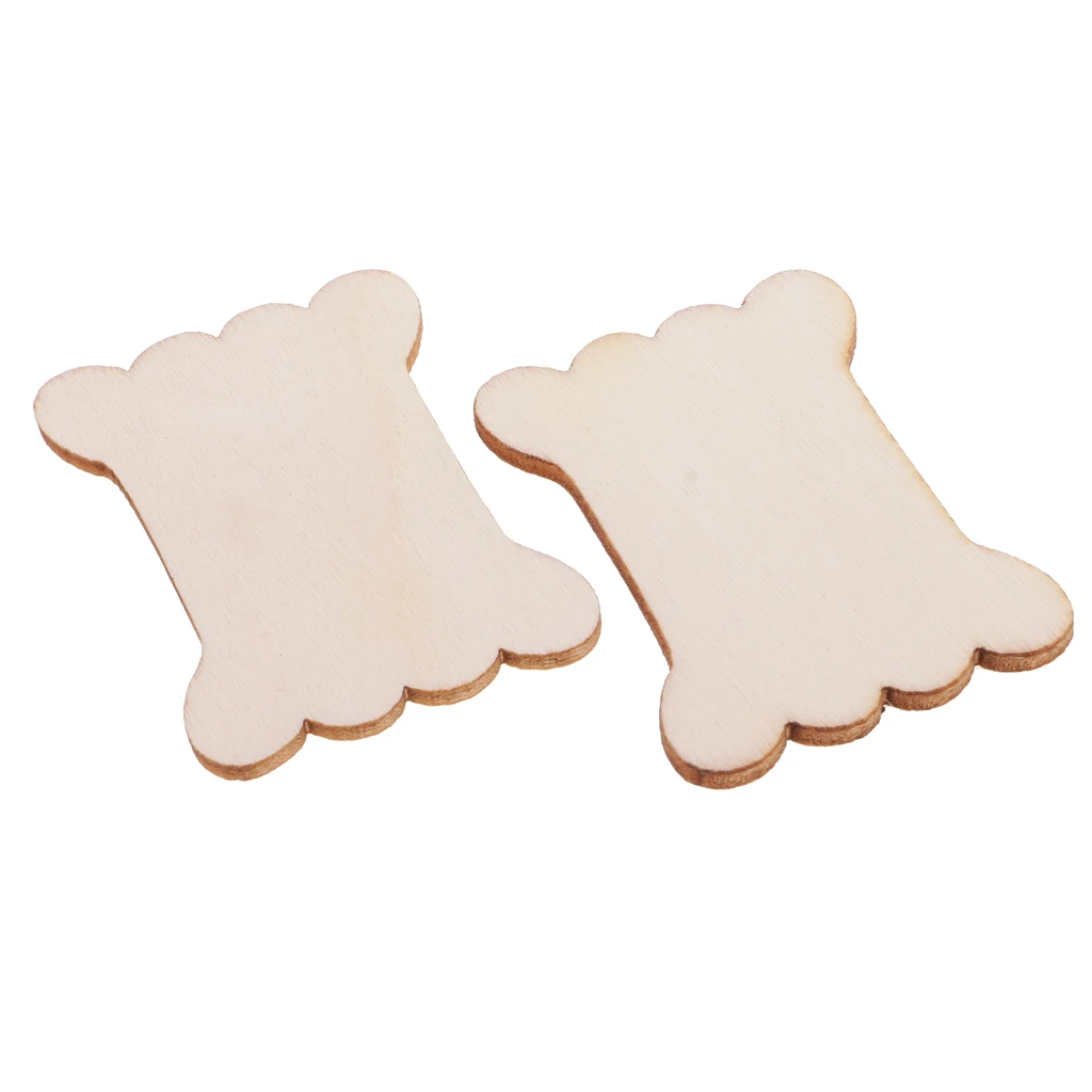 20 Pieces Natural Wood Blank Floss Bobbins Card Embroidery Thread Fishing Line Organizer Lovely Bone Shaped, 5.4x4cm