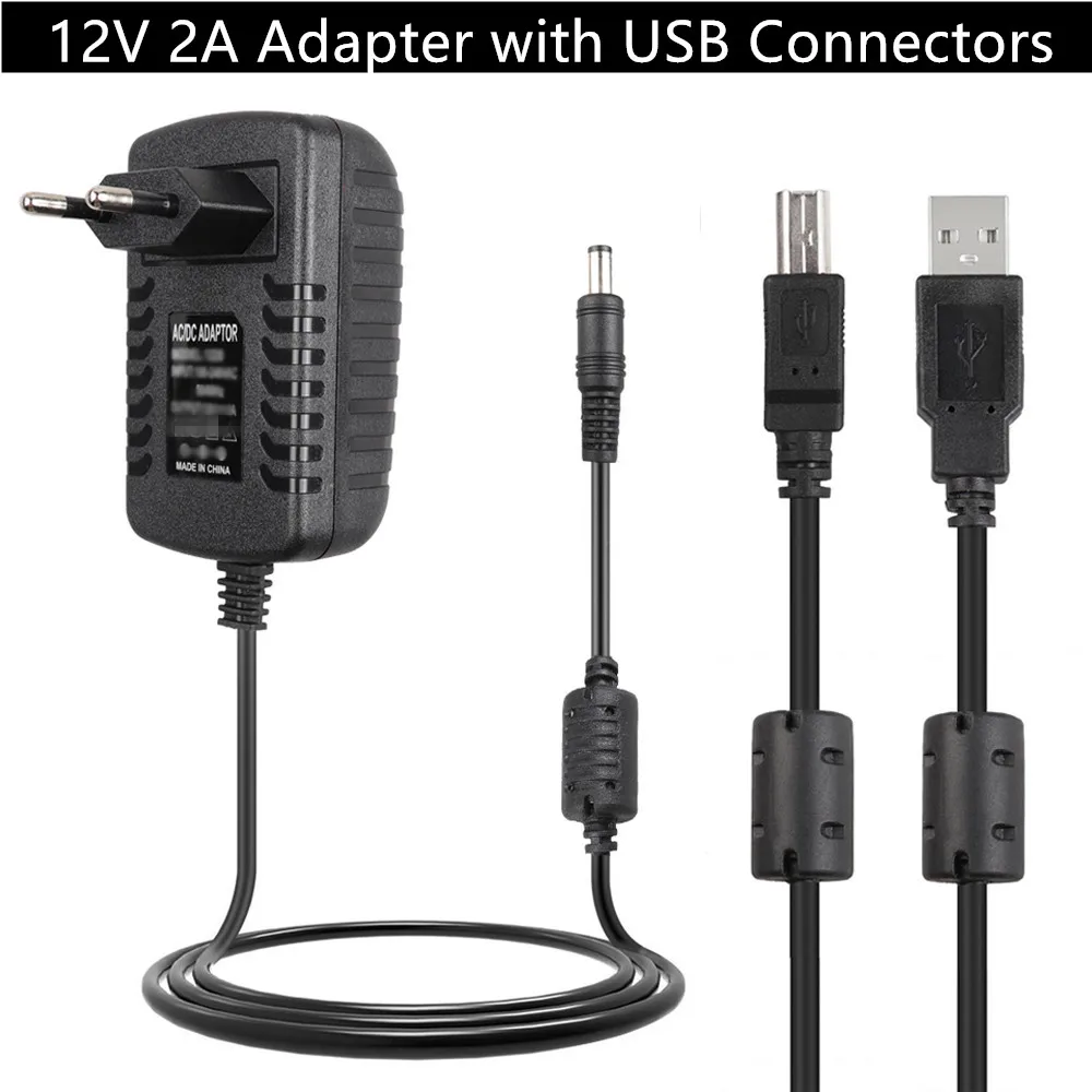 

12V Music Keyboard Charger Power Supply Adapter with USB Silver-plated Connectors for Yamaha YPG-235 DGX-230 Electronic Keyboard